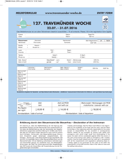 Meldeformular für die Travemünder Woche 2016