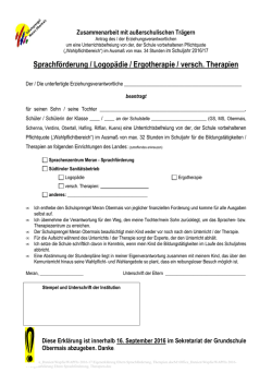 Eigenerkl&auml;rung Eltern Sprachf&ouml;rderung, Therapien