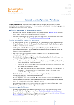 Merkblatt Learning Agreement / Anrechnung