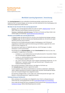 Merkblatt Learning Agreement / Anrechnung