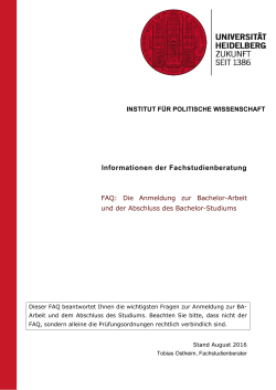 Informationen der Fachstudienberatung