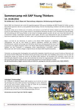 Sommercamp mit SAP Young Thinkers