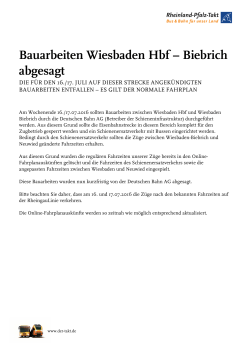 Bauarbeiten Wiesbaden Hbf – Biebrich abgesagt