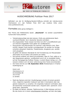 AUSSCHREIBUNG Putlitzer Preis 2017