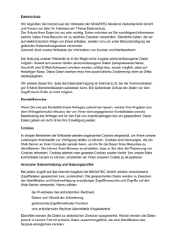 Hinweis zum Datenschutz