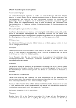 Offizielle Hausordnung des Campingplatzes 1
