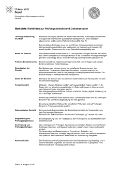 Merkblatt: Richtlinien zur Prüfungseinsicht und Dokumentation