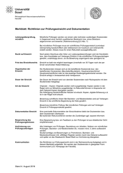 Merkblatt: Richtlinien zur Pr&uuml;fungseinsicht und Dokumentation