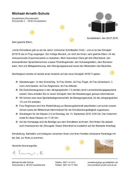 Gundelsheim, den 29.07.2016 Sehr geehrte Eltern, &bdquo;nichts