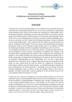 Hausarbeit im Modul &bdquo;Einf&uuml;hrung in das Strafrecht II und