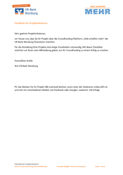 Handbuch f&uuml;r Projektinitiatoren - VR-Bank W&uuml;rzburg