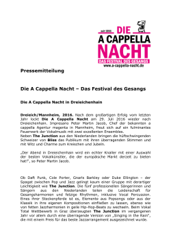 Pressemitteilung Die A Cappella Nacht – Das Festival des Gesangs