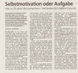 Artikel über das 20jährige Jubiläum der Villa Sonnenheim