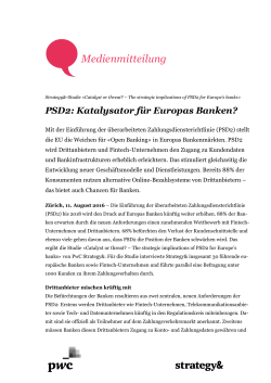 PSD2: Katalysator für Europas Banken?