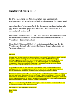 Impfaufruf gegen RHD - Landesverband der