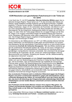 ICOR-Resolution zum Putsch in der T&uuml;rkei