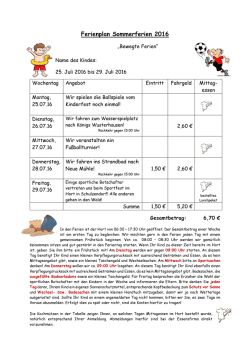 Ferienplan Sommerferien 2016 - Hort Bunt