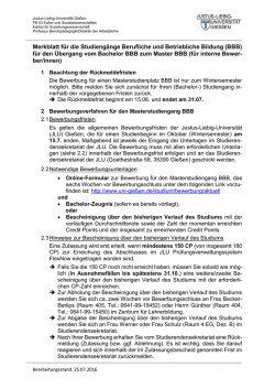 &Uuml;bergang Bachelor zu Master - Justus-Liebig