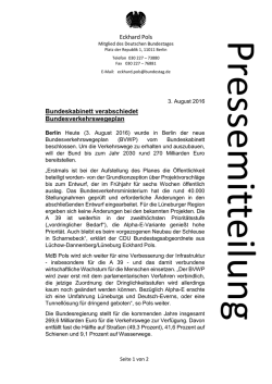 Eckhard Pols Bundeskabinett verabschiedet