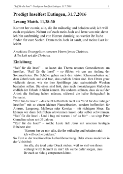 Predigtmanuskript - Ev. Pfarrgemeinde Eutingen