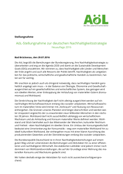 AöL-Stellungnahme zur deutschen Nachhaltigkeitsstrategie