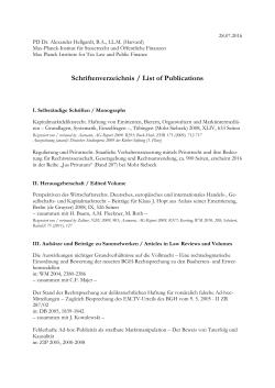 Vollständiges Schriftenverzeichnis / List of Publications