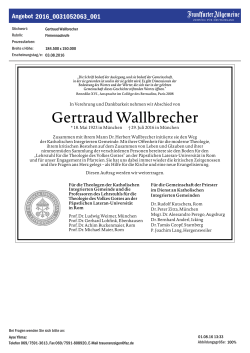 Gertraud Wallbrecher - Lehrstuhl für die Theologie des Volkes Gottes