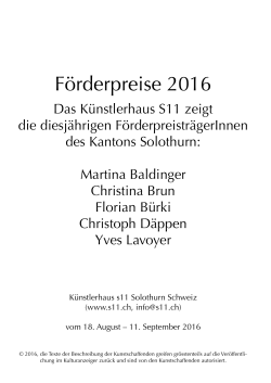 Förderpreise 2016 - Künstlerhaus S11