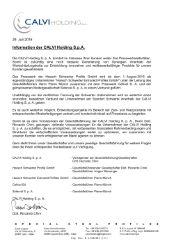 Information zur Ausgliederung des Presswerks - Hoesch