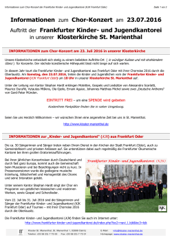 Informationen zum Chorkonzert vom KJK Frankfurt Oder