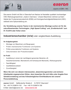Industriemechaniker (m/w) oder vergleichbare Ausbildung
