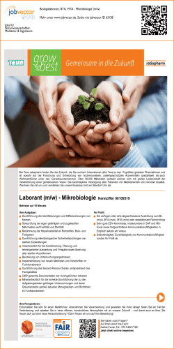 Biologielaborant, BTA, MTA - Mikrobiologie (m/w)