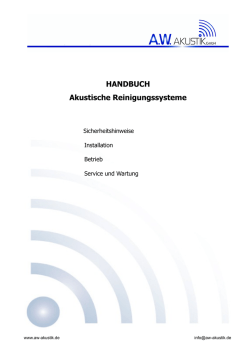 HANDBUCH Akustische Reinigungssysteme