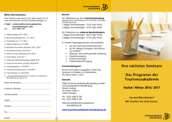 Ihre n&auml;chsten Seminare Das Programm der Tourismusakademie