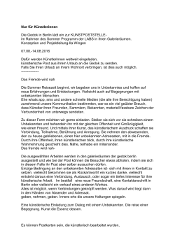 im Rahmen des Sommer Programm der LABS in ihren Galer