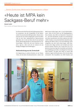 Heute ist MPA kein Sackgass-Beruf mehr