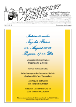 Internationaler Tag des Bieres 05. August 2016