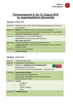 Ferienprogramm im Jugendwaldheim S ienprogramm 9. bis 12