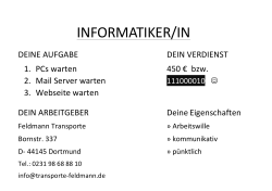 Feldmann Transporte Dortmund sucht Informatiker/in