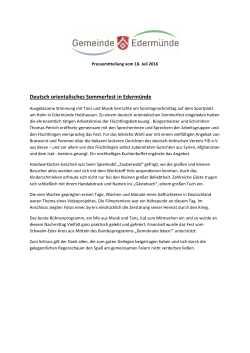 2016 Pressetext Deutsch-orientalisches Sommerfest in Edermünde