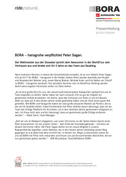 BORA – hansgrohe verpflichtet Peter Sagan. - bora