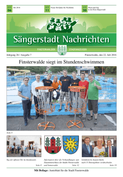 Sängerstadt Nachrichten Juli 2016