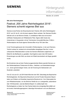 Festival &bdquo;500 Jahre Reinheitsgebot 2016&ldquo;