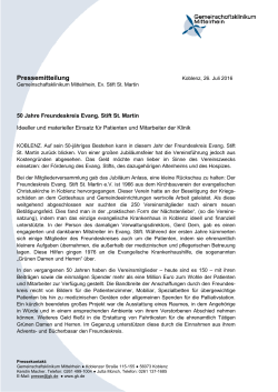 50 Jahre Freundeskreis Ev. Stift - Gemeinschaftsklinikum Mittelrhein