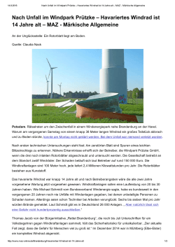 Nach Unfall im Windpark Prützke – Havariertes Windrad ist 14 Jahre
