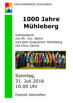 1000 Jahre Mühleberg - Kirchenregion Laupen