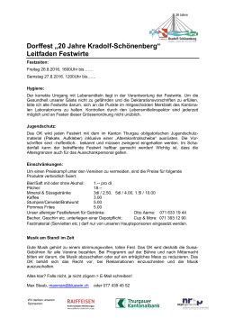 Dorffest &bdquo;20 Jahre Kradolf-Sch&ouml;nenberg&ldquo; Leitfaden Festwirte