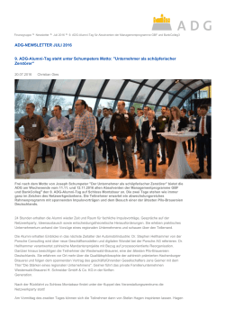 9. ADG-Alumni-Tag steht unter Schumpeters Motto: "Unternehmer