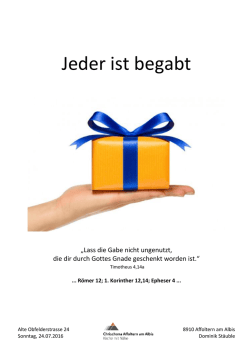 Jeder ist begabt - Chrischona Gemeinde Affoltern am Albis