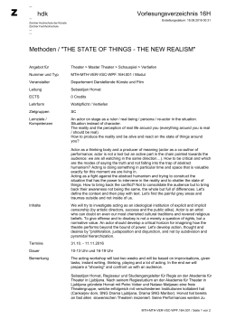 Vorlesungsverzeichnis 16H Methoden / "THE STATE OF THINGS